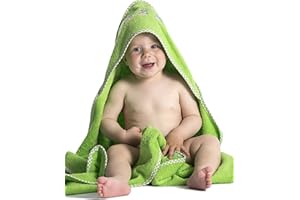 ‎ZOLLNER ZOLLNER Baby Kapuzenbadetuch, Kapuzenhandtuch, 100x100 cm, Baumwolle, grün