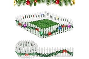 IWTBNOA Mini Valla de Madera con Luz LED, Valla en Miniatura de Jardín, Pequeña Valla para Arbol de Navidad, Valla de Jardín de Decoración, Adorno Valla Miniatura para DIY Paisajes en Miniatura