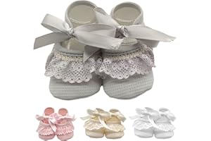 Humpti patucos bebe recien nacido - patucos de colores con puntilla y lazo - fabricado en algodon - ideal para regalo bebe recien nacido - 0-6 meses