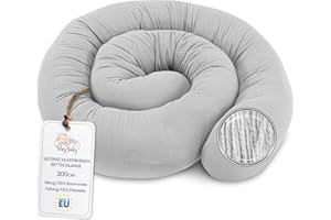Totsy Baby Cuscino per dormire Mussola sul fianco, cuscino per il corpo del serpente 300 cm Cotone - cuscino per dormire lungo cuscino per collo cuscino per dormire sul lato Oeko-Tex Grigio Mussola