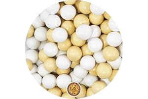 EinsSein 0,7kg Crispy chocolat Dragees mariage Mix grand blanc-beige - ca.1,8 cm perles - dragées baptême communion amandes feter et recevoir fêter de fete couleur pas cher aux bombe tag