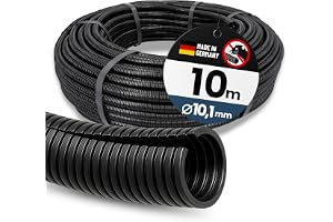 Kalitec 10 m Slitsat Flexrör NW 10 mm - UV-beständigt Kabelskydd | Öppet korrugerat rör för bil och industri, skyddar kablar mot nötning och djurbett som mård, katt eller hund