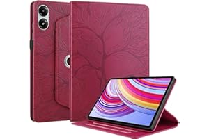 Succtopy Etui do Xiaomi Redmi Pad Pro 12.1 cala 2024 360 stopni obrotowy pokrowiec ze skóry PU z uchwytem na ołówek do Xiaomi Redmi Pad Pro czerwony