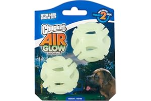 Chuckit! – Air Glow Ball – Balle Phosphorescente pour Chien – Jouet de Récupération – Structure Alvéolée Qui Facilite la Circulation de l’Air – Taille Medium – Diamètre de 6,5 cm – Pack de 2 Balles