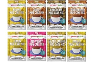 Groovy Keto Mug Cake Mix | Low Carb | Keto Friendly | Sugar Free | Only 2g - 3.5g Net Carbs Per Sachet | Diabetic Friendly (8 Pack, Variety Pack)