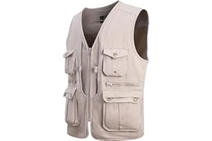 MeiLayM Uomo All'aperto Gilet Giacca Multi-Tasca Pesca di cotone Gilet Casual Leggero Traspirante Giubbotto Senza Maniche Fotografi Utility Gilet Campeggio Sport Giubbotto