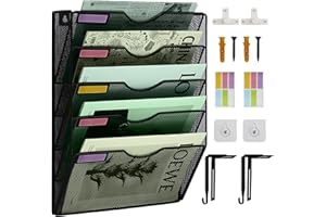 IOUGDSEC Hängeregistratur-Organizer mit 5 Ebenen, vertikaler Wandordner, Organizer, Wandordner, Halter für Büro, Schule, Zuhause, Namensschild-Haken-Set im Lieferumfang enthalten