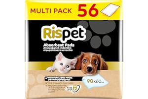 RISPET Hygienische Matten für Hunde, 90 x 60 cm, hohe Saugfähigkeit mit Geruchskontrolle, 56 Stück