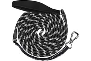 Aystkniet Laisse pour Chien avec Fil Elastique, 3M 5M 10M 15M 20M 30M Longe pour Chien et Réfléchissante avec Poignée Souple et Crochet de Verrouillage pour Chiens de Taille Moyenne et Grande