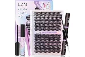 LZM 280 Pcs Kit Extension Cils, DIY Extension Cils Kit Mélangées 9-16 mm Volume Russe Faux Cils avec Colle et Scellants, Pincettes et Enlever (30D+40D,C Curl)