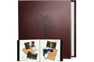 Rdylymx Large Photo Album Self Adhesive Scrapbook Album for 5x3 6x4 7x5 10x8 Pictures,40 Pages Leather Cover DIY Photo Book,Ideal Gifts for Family Travel Wedding Baby Brown
