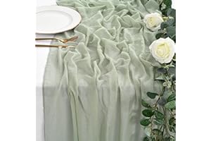 YMHPRIDE 1 Packs Sage Green Cheesecloth Table Runner,10 ft Cheese Cloth Gauze Tablecloth 80x300cm Rustic Gauze Fabric Boho Table Runner,for Wedding Bridal Shower Decorations