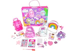 Barbie 4 x Mini Bag Collection With Hair Clips, Lip Gloss, Nail Stickers, Mini Notebook And Mini Stationery Accessories - Mini Backpack Bag Toys - Cute Backpack