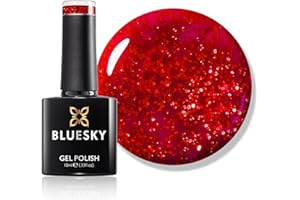 Bluesky Gel Nail Polish, Santa Red Dream Bsh028, Glitter, Long Lasting, Chip Resistant, 10 ml (Requires Drying Under UV LED Lamp)