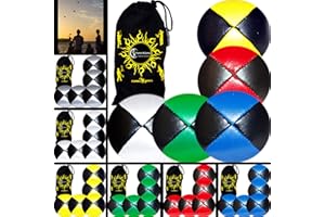 Flames N Games® Thud Pro Jonglierbälle 5er Set - Profi Beanbag Bälle (Leder) + Reisetasche! Komplett-Set Ideal Für Anfänger und Auch Für Profis! (Schwarz/Grun)