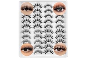 SIXSTARHAIR 20 Pares Pestañas Postizas Naturales Estilo 5 Hecho a Mano Reutilizables Pestañas Suaves y Esponjosas Natural Wispy Eyelashes Fácil de Poner