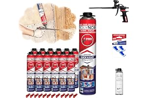 POLYNOR PUR-värmeisolering i burk PRO – Komplett set med 29 delar – 12 skumförpackningar – TEFLON PRO-skumpistol – Sprutbar v
