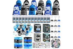 VICTERR 126 PCS Video Game Party Bag Fillers, Gaming Party Favours with VIP Pass Lanyards Silicone Bracelet Keychain and Stampers, Birthday Party Bags Fillers for Kids Gamer Party Supplies Goodie Bag Fillers
