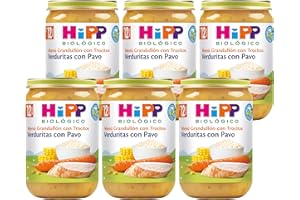 HiPP Biológico - Tarrito De Verduras con Pavo BIO - Menú Grandullón con Trocitos - Pack 6x220g - Ingredientes de Producción Ecológica - Sin Gluten - A Partir de 12 Meses