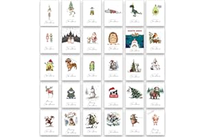 THE LAZY PANDA CARD COMPANY 30 Christmas Cards with Puns - Wish Someone Merry Christmas in Style - Some Real Christmas Crackers Here!