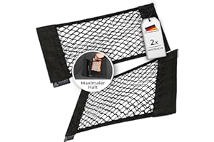 ‎STUFF FROM ABOVE STUFF FROM ABOVE ® Aufbewahrungsnetz für Kofferraum in schwarz [2 Stück] - Mit sehr starkem Klett für perfekten Halt auf Filz - [38x25cm] - Aufbewahrung - Autonetz Organizer - Netztasche mit Klett