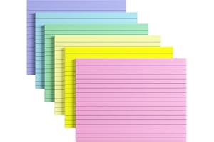 KIFZM 6 X 8 Inches Extra-Large Lined Sticky Giant Pads,A5 Lined Note,30 Sheets/Pad,6 Pastel Colors Assorted Big Huge Ruled Pads for Office Working School Learning(152 * 203 mm Pastel 6 Lined Pads)