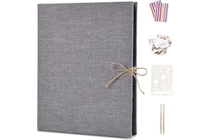 Boic Lniany album na zdjęcia, album "zrób to sam", 60 czarnych stron, fotoksiążka, szary