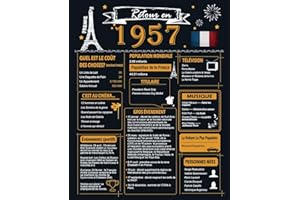 Woaipati Retour en 1957 Affiche d'anniversaire - Décorations du 67e anniversaire - Idée de cadeaux d'anniversaire de 67 ans et articles de fête - Décor de centres de table d'anniversaire