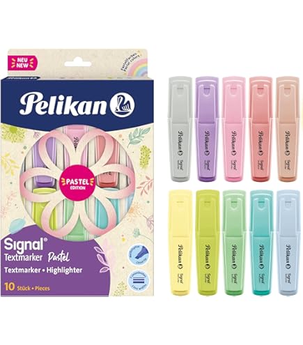 Evidenziatori Pelikan Signal Mint - Confezione Da 10, Colore Menta Pastello, Base Acqua, Lavabili E Sicuri - Foto 9