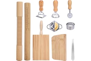 MEKOTRIN Pasta Maker Set - 10 PCS Pasta Making Tools Include Ravioli Stamp Cutters Gnocchi Board Rolling Pin Dumpling Ravioli Mould, Kitchen Tools Pasta Making Accessories
