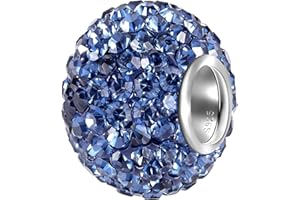 Andante-Stones 925 Sterling Silber Kristall Glitzer Bead Charm ROYALBLAU als Kettenanhänger oder Element für Bettelarmbänder + Organzasäckchen