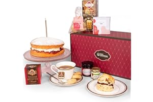 Luxury Mother's Day Afternoon Tea Hamper with Victoria Sponge Cake & Treats - Tea, Scones, Clotted Cream & Jam Gift Set - Gift for Mum & Grandma by Hay Hampers