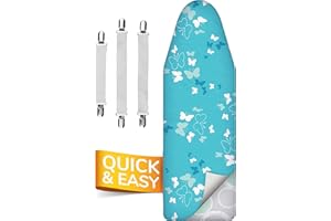 Smart&Gentle Housse Table à Repasser - XL/ 120x45 cm, Tissu Technologie Réfléchissante, 3 Clips de Fixation, Housse Table a Repasser Montage Rapide