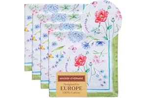 ‎MAISON D' HERMINE Maison d' Hermine Stoffservietten, 100% Baumwolle, Set mit 4 dekorativen, waschbaren Osterservietten für Essen, Zuhause, Hochzeit, Bankett, Buffet, Just Floral – Frühling/Sommer (45cm x 45cm)