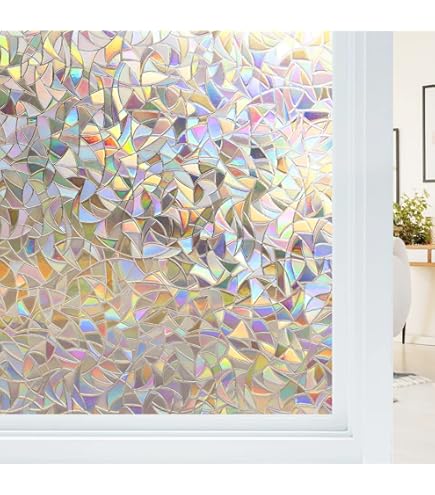 Pellicola Per Vetri Effetto Arcobaleno 60x400 Cm - Adesiva Statico Non Adesiva - Protezione UV