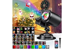 Zewnętrzny projektor bożonarodzeniowy YAZEKY Zewnętrzny projektor na Halloween z pilotem, 24 wzory i 10 kolorów, efekt fali wodnej, lampa projektorowa, dekoracja na imprezę, Boże Narodzenie