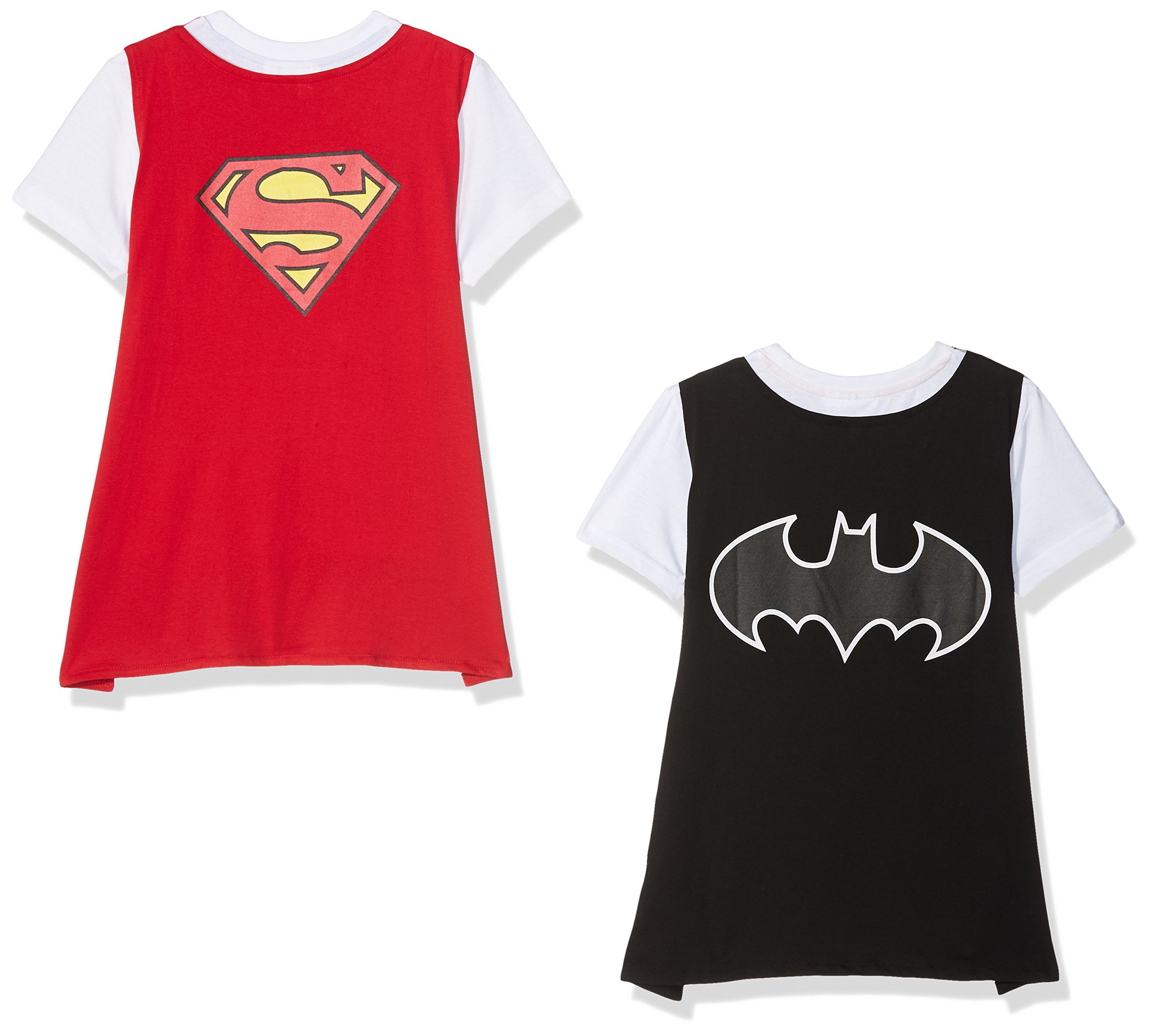 Superman-Batman-Kinder-Schlafanzug-mit-Cape-im-2er-Pack