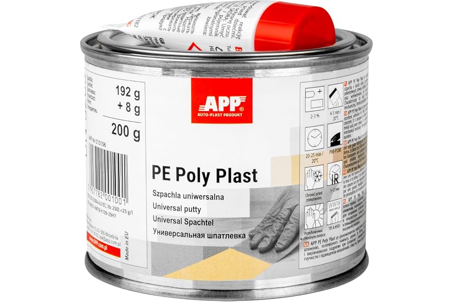 APP Poly Plast – Masilla de poliéster universal bicomponente | Masilla de carrocero coche, ideal también para metal, hierro, 