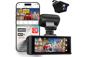 REDTIGER F7N Elite 4K HDR Dual Dash Cam Front & Rear, STARVIS 2 Sensor, 5.8GHz WiFi 6 and APP Control, 3.18" Touchscreen, Voice Control, GPS, 24H Parking Mode, WDR（SD Card Not Included