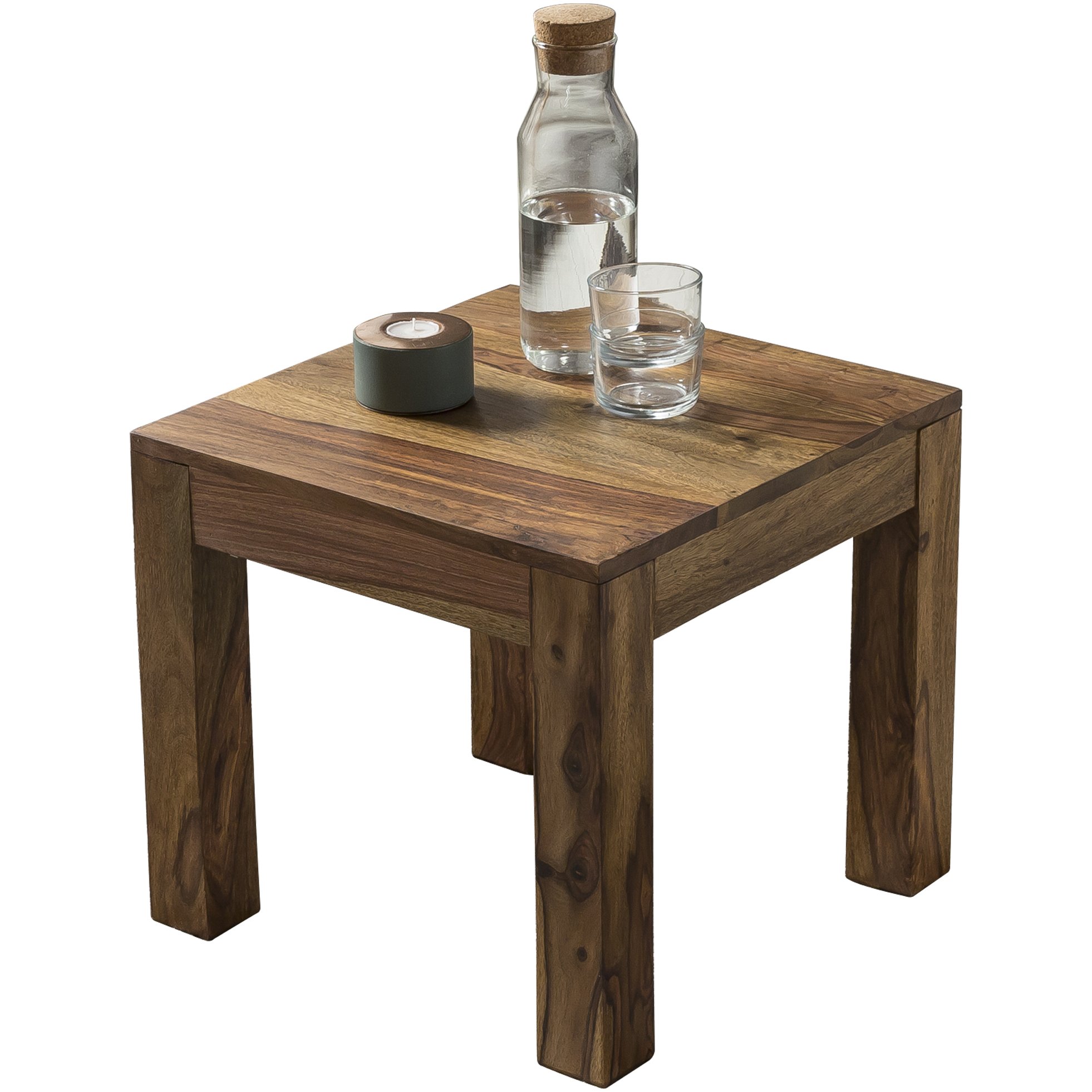 WOHNLING Couchtisch Massiv-Holz Sheesham 45 cm breit Wohnzimmer-Tisch