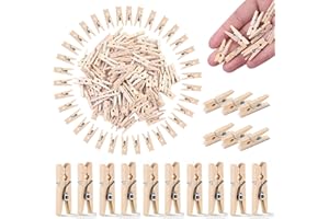 FOKELYI Mini Wooden Pegs, 100 Pieces Mini Natural Wooden Craftspins Craft Pegs Clips, Craft Wooden Clips for DIY Decorations, Photo Clips, Tiny Pegs for Arts and Crafts, Weddings & Events