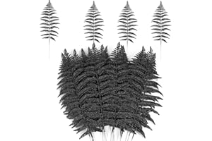 MWOOT 16 Pezzi Foglie di Natale Artificiale Glitterate, Finti Foglie Tropicali Natalizio, Rami di Piante Nero per Fai Da Te Ghirlanda Albero di Natale Bouquet di Nozze Casa Giardino Decorazione