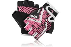 MARIB Cycling Gloves for Kids Half Finger Gloves for Children Bicycle Outdoor, Gym Gloves for Junior Toddler Boys Girls for Riding Biking Sports Gloves are Non-Slip, Colors in Blue Pink Green Red Yellow, Youth Age 2-10