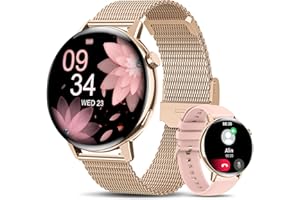 SWGOTA Smartwatch damski z funkcją telefonu, 1,32" ekran dotykowy z pulsometrem SpO2, monitor snu, 20 trybów sportowych, krokomierz, cykl menstruacyjny, zegarek fitness, damski zegarek fitness, Android i iOS, różowe złoto