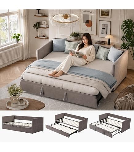 Generisch Moderne Schlafsofa Livio mit Bettkasten und Bonell-Federkern, ideal für Wohnzimmer oder Gästezimmer (BRAUN