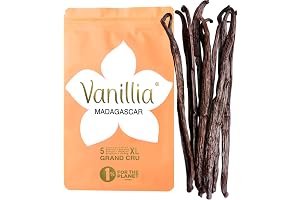 5 Vainas de Vainilla Bourbon de Madagascar XL 15/18cm • GRAND CRU 2025 • Bolsa FreshZIP Vanillia