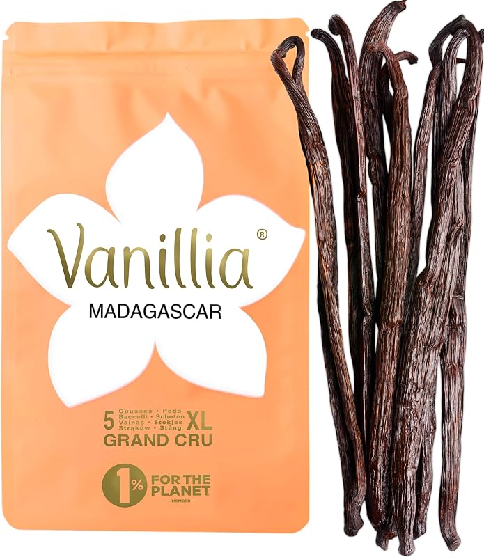 5 Vainas de Vainilla Bourbon de Madagascar XL 15/18cm • GRAND CRU 2025 • Bolsa FreshZIP Vanillia