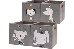 AXHOP Boite rangement panier rangement [Pack de 4] 33×33×33 Cube de rangement pliantes - Coffre a jouet. Parfait pour le kallax,Boîte à jouets dog, les livres, panier rangement bébé.