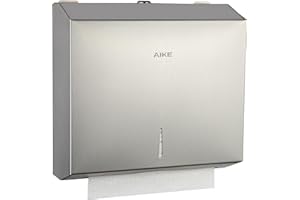 AIKE Acier Inoxydable Distributeur Essuie Main 250 Feuilles Murale, pour H2 & Z-Fold Les Plis de Papier de 27 X 10 cm ou Plus Petits Distributeur Papier Essuie Main