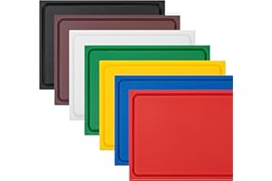 MUVELL ECOline - Schneidebrett Kunststoff Spülmaschinenfest, EXTRA dick & schwer, messerschonend | ver. Farben & Größen | HACCP rohes Fleisch Küchenbrett | Schneidbrett mit Saftrille (Rot, 45x30x2 cm)